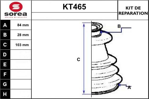 Sera KT465 - Bellow, drive shaft www.autospares.lv