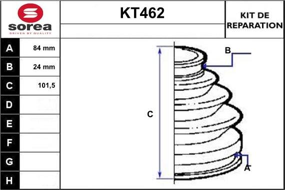 Sera KT462 - Bellow, drive shaft www.autospares.lv