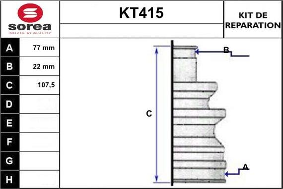 Sera KT415 - Bellow, drive shaft www.autospares.lv