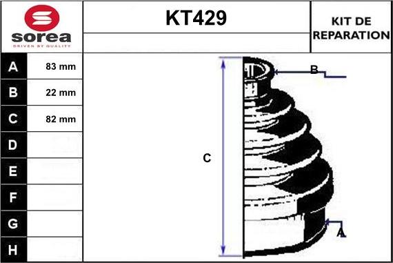 Sera KT429 - Bellow, drive shaft www.autospares.lv