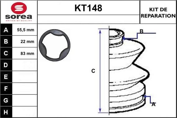 Sera KT148 - Bellow, drive shaft www.autospares.lv