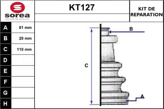 Sera KT127 - Bellow, drive shaft www.autospares.lv