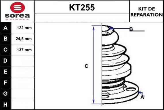 Sera KT255 - Putekļusargs, Piedziņas vārpsta autospares.lv