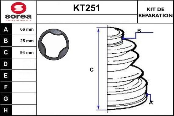 Sera KT251 - Пыльник, приводной вал www.autospares.lv