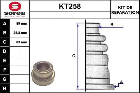 Sera KT258 - Putekļusargs, Piedziņas vārpsta autospares.lv