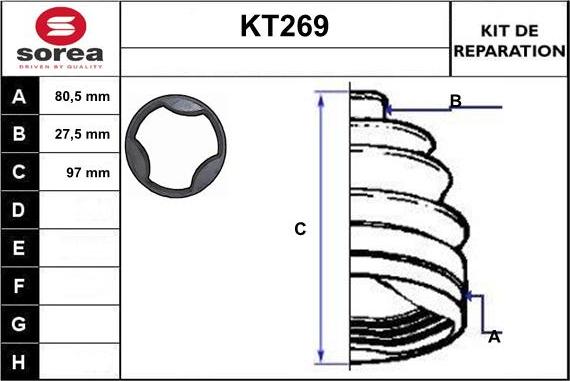 Sera KT269 - Пыльник, приводной вал www.autospares.lv