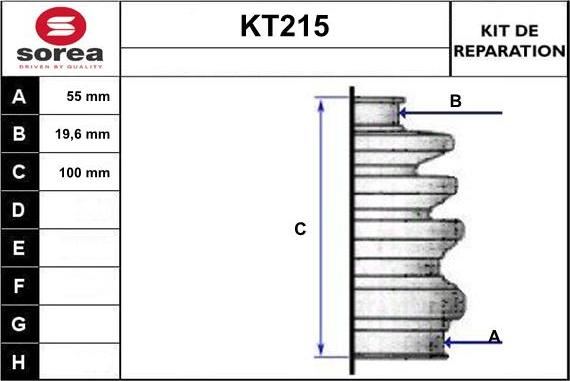 Sera KT215 - Bellow, drive shaft www.autospares.lv