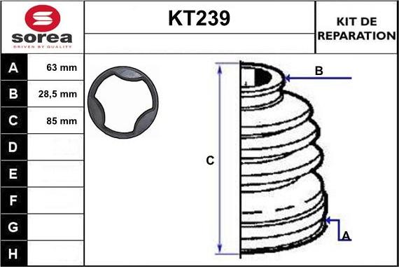 Sera KT239 - Putekļusargs, Piedziņas vārpsta autospares.lv