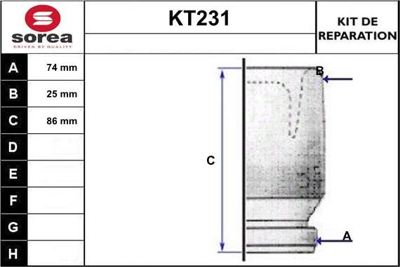 Sera KT231 - Putekļusargs, Piedziņas vārpsta autospares.lv