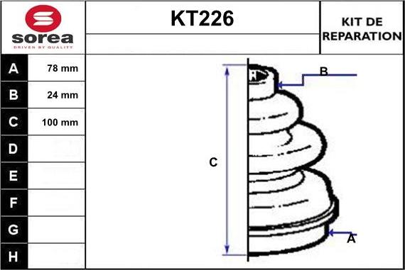 Sera KT226 - Putekļusargs, Piedziņas vārpsta www.autospares.lv