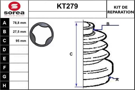 Sera KT279 - Пыльник, приводной вал www.autospares.lv