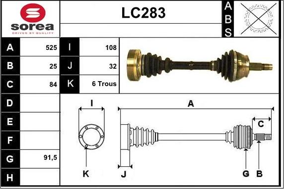 Sera LC283 - Piedziņas vārpsta www.autospares.lv