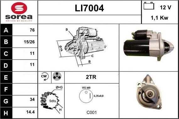 Sera LI7004 - Стартер www.autospares.lv