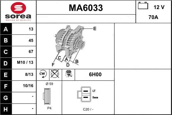 Sera MA6033 - Генератор www.autospares.lv