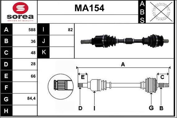 Sera MA154 - Piedziņas vārpsta www.autospares.lv