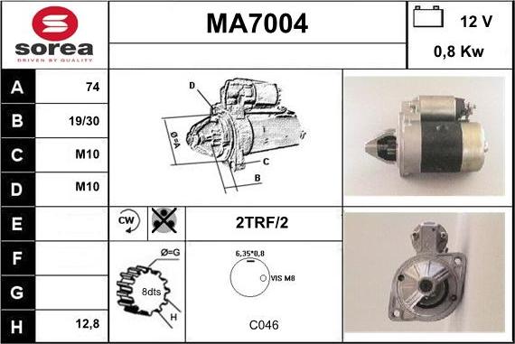 Sera MA7004 - Стартер www.autospares.lv