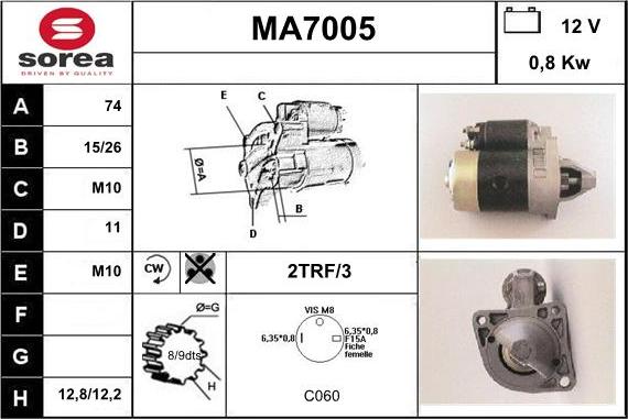 Sera MA7005 - Стартер www.autospares.lv