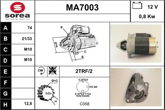 Sera MA7003 - Стартер www.autospares.lv