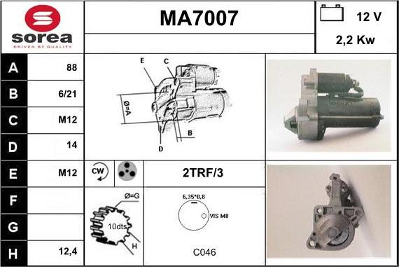 Sera MA7007 - Стартер www.autospares.lv