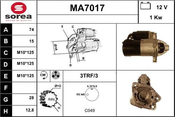 Sera MA7017 - Starteris www.autospares.lv