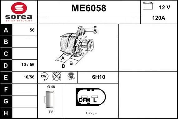 Sera ME6058 - Alternator www.autospares.lv