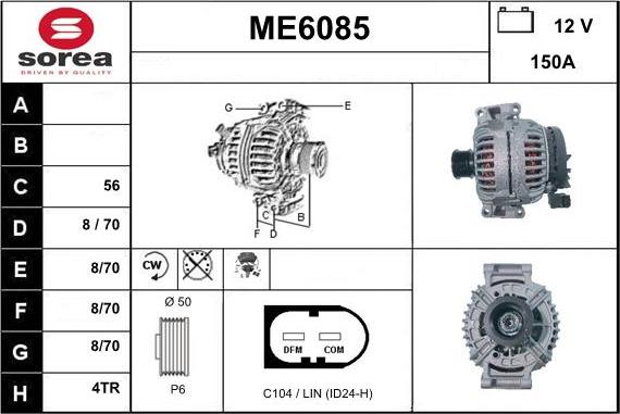 Sera ME6085 - Alternator www.autospares.lv