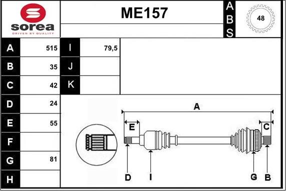 Sera ME157 - Piedziņas vārpsta www.autospares.lv