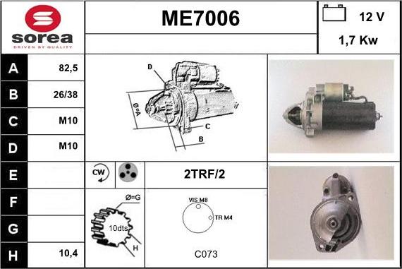 Sera ME7006 - Starter www.autospares.lv