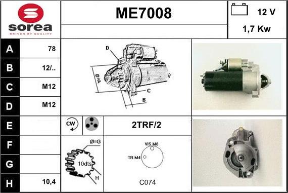 Sera ME7008 - Starter www.autospares.lv