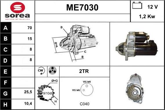 Sera ME7030 - Стартер www.autospares.lv