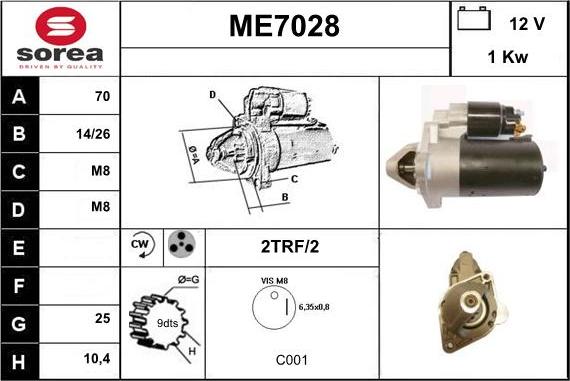 Sera ME7028 - Стартер www.autospares.lv