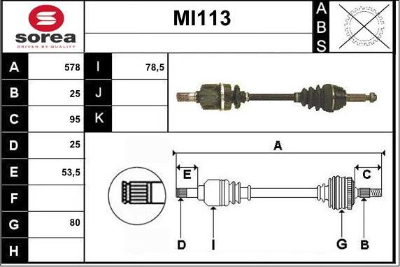 Sera MI113 - Piedziņas vārpsta www.autospares.lv