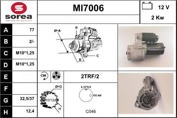 Sera MI7006 - Starteris www.autospares.lv