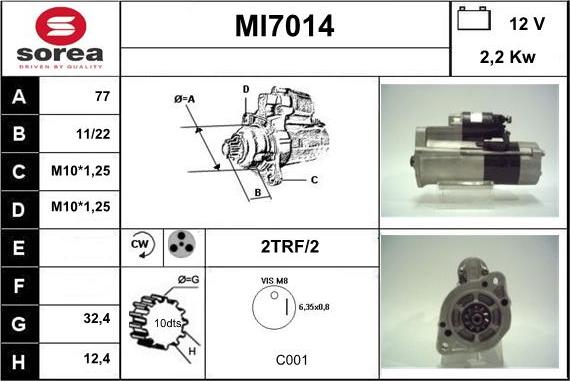 Sera MI7014 - Starteris www.autospares.lv