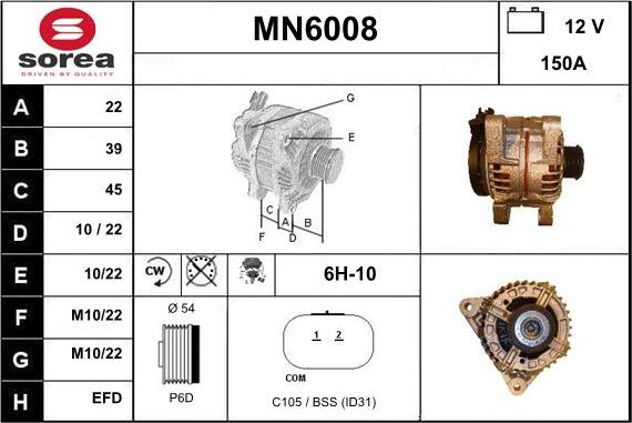 Sera MN6008 - Alternator www.autospares.lv