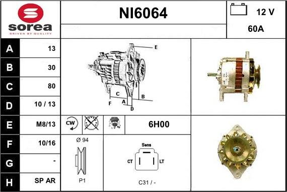 Sera NI6064 - Ģenerators www.autospares.lv