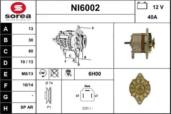 Sera NI6002 - Ģenerators www.autospares.lv