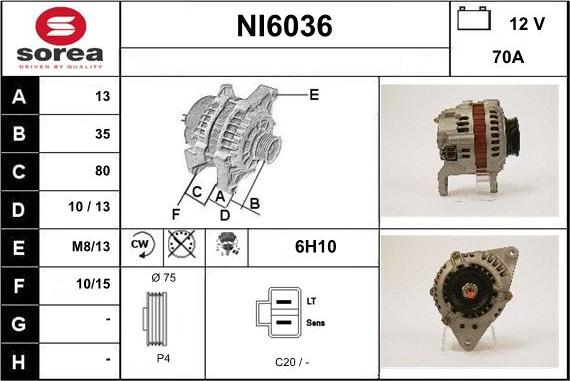 Sera NI6036 - Alternator www.autospares.lv