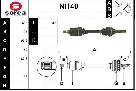 Sera NI140 - Piedziņas vārpsta autospares.lv