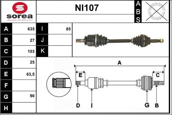 Sera NI107 - Piedziņas vārpsta www.autospares.lv