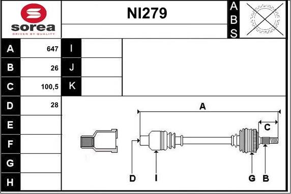 Sera NI279 - Приводной вал www.autospares.lv