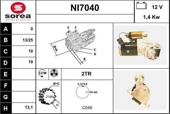 Sera NI7040 - Starteris www.autospares.lv