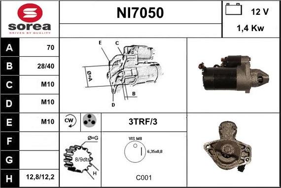 Sera NI7050 - Starteris autospares.lv