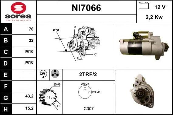 Sera NI7066 - Стартер www.autospares.lv