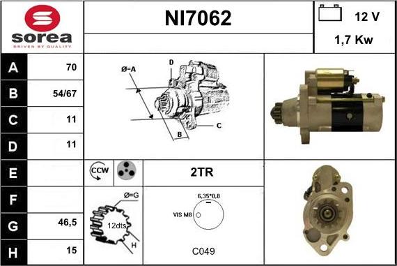 Sera NI7062 - Стартер www.autospares.lv