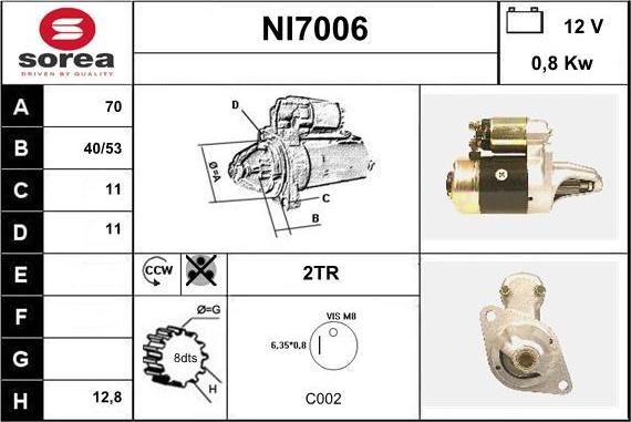 Sera NI7006 - Starteris autospares.lv