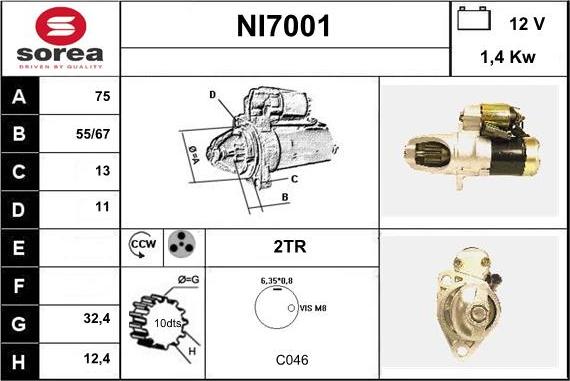 Sera NI7001 - Starteris autospares.lv