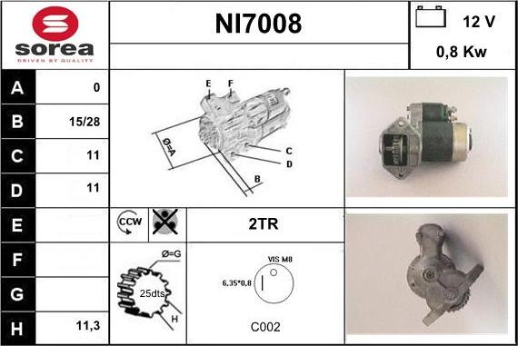 Sera NI7008 - Starteris www.autospares.lv