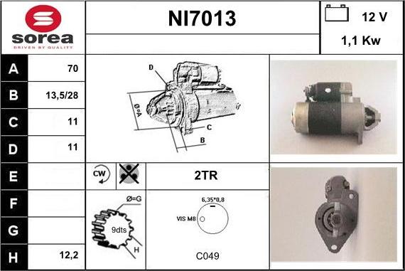 Sera NI7013 - Стартер www.autospares.lv