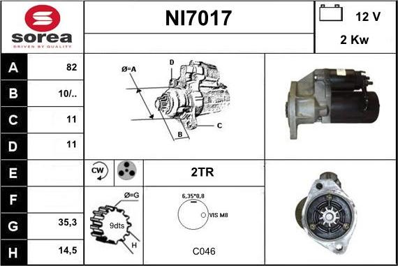 Sera NI7017 - Starteris autospares.lv